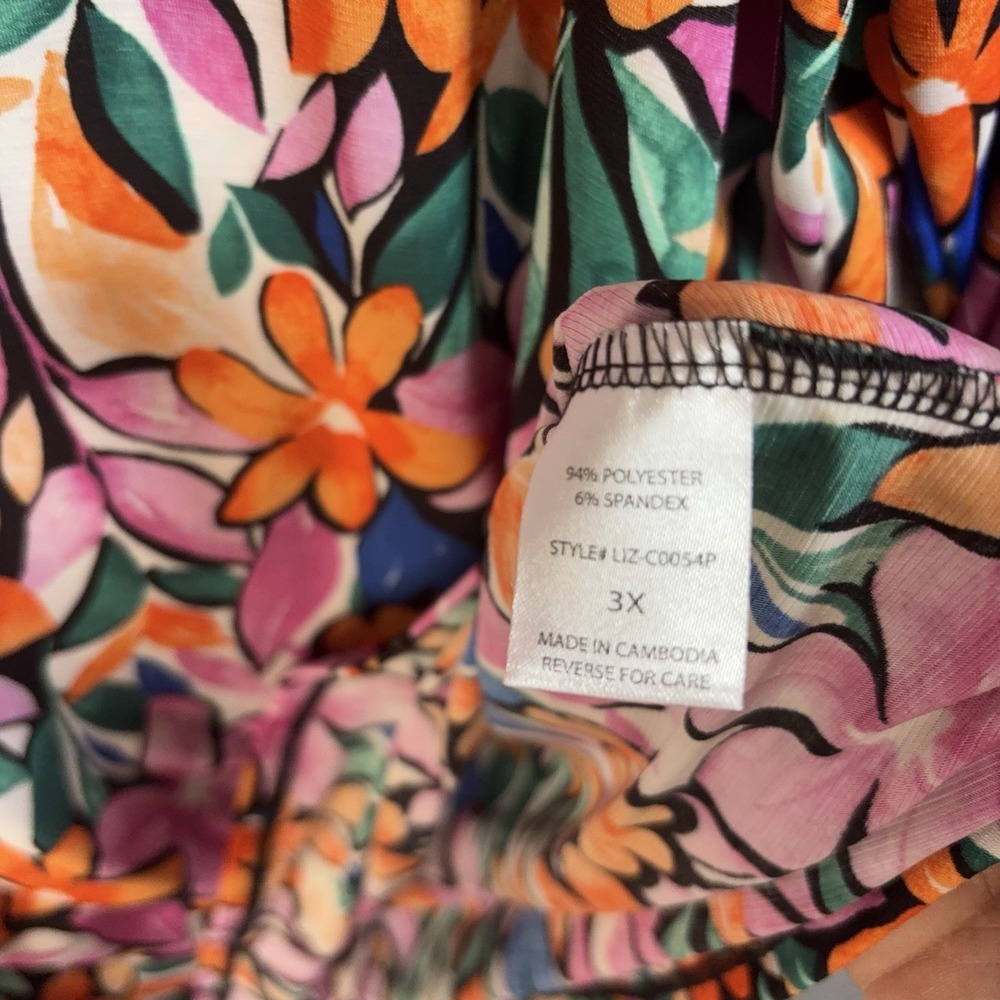 Dear Scarlett Blouse Womens 3X Multicolor Floral Lightweight Stretch - Picture 4 of 7